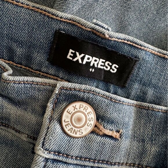 Express Distressed Raw Hem Cropped Ankle Skinny Jean High Rise Size 4 - Picture 6 of 8